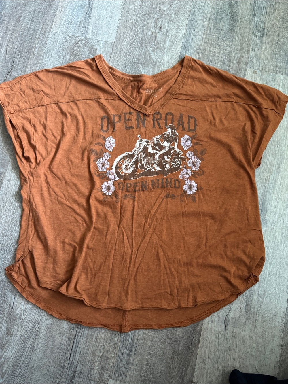 Shyanne Rust Graphic Motorcycle V-Neck Tee
